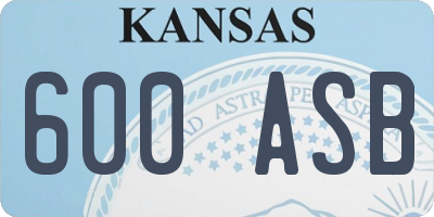 KS license plate 600ASB