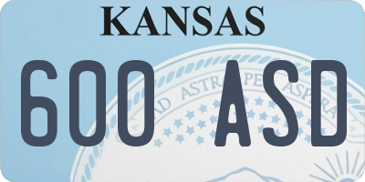 KS license plate 600ASD
