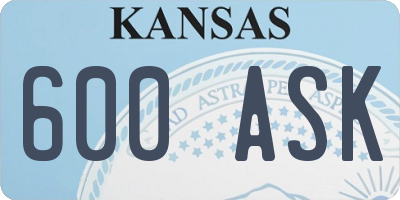 KS license plate 600ASK