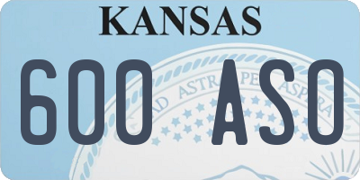 KS license plate 600ASO