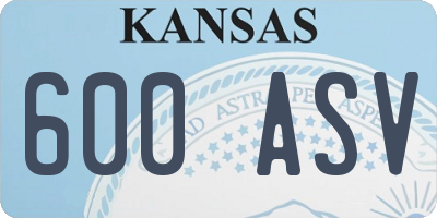 KS license plate 600ASV