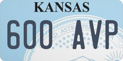 KS license plate 600AVP