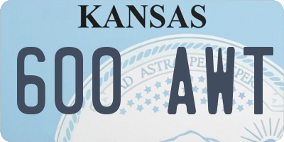KS license plate 600AWT