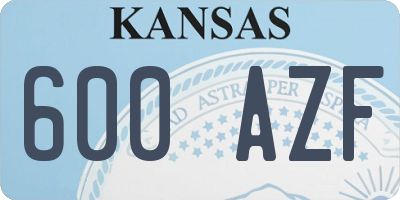 KS license plate 600AZF