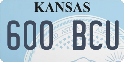 KS license plate 600BCU