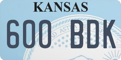 KS license plate 600BDK