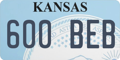 KS license plate 600BEB