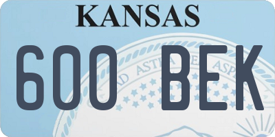 KS license plate 600BEK