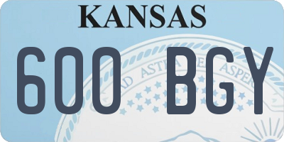 KS license plate 600BGY