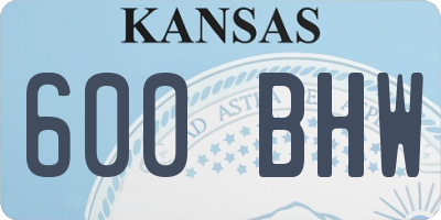 KS license plate 600BHW
