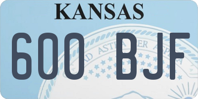 KS license plate 600BJF