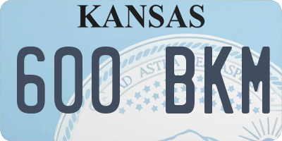 KS license plate 600BKM