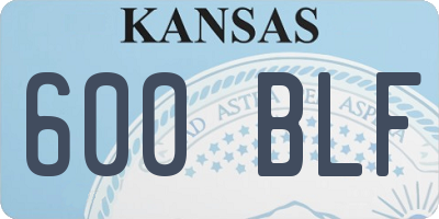 KS license plate 600BLF