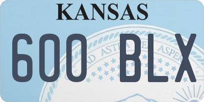 KS license plate 600BLX