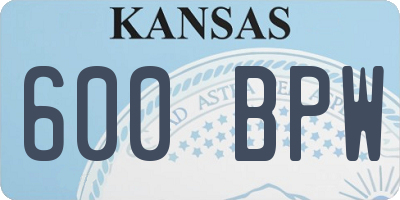 KS license plate 600BPW