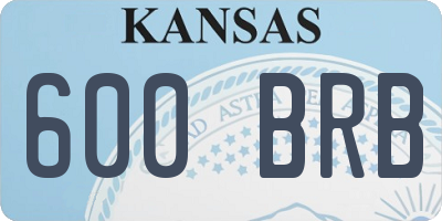 KS license plate 600BRB