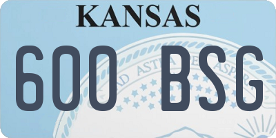KS license plate 600BSG