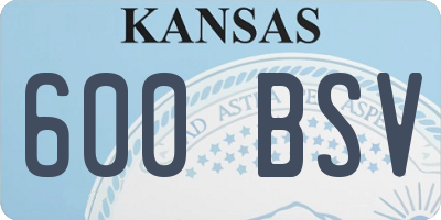 KS license plate 600BSV