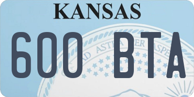 KS license plate 600BTA