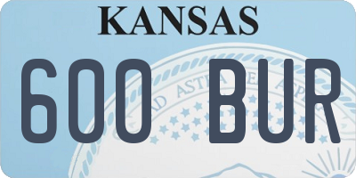 KS license plate 600BUR