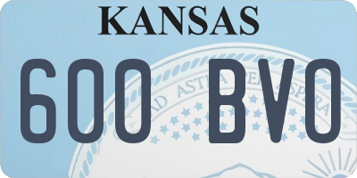 KS license plate 600BVO