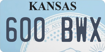 KS license plate 600BWX