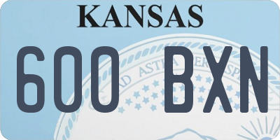 KS license plate 600BXN