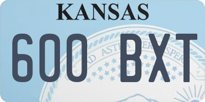 KS license plate 600BXT