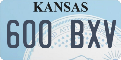 KS license plate 600BXV