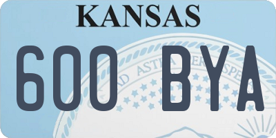 KS license plate 600BYA