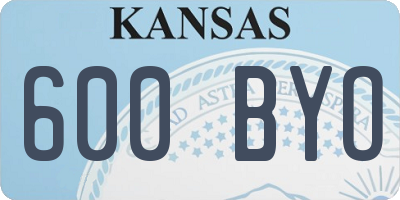 KS license plate 600BYO