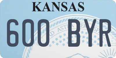 KS license plate 600BYR