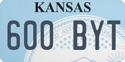 KS license plate 600BYT