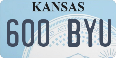 KS license plate 600BYU