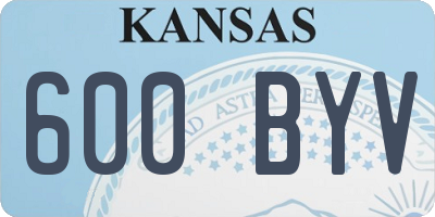 KS license plate 600BYV