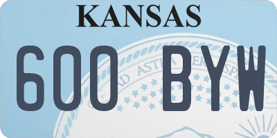 KS license plate 600BYW