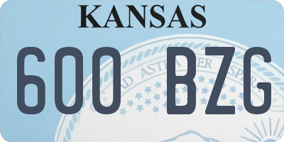 KS license plate 600BZG