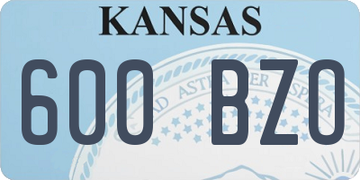 KS license plate 600BZO