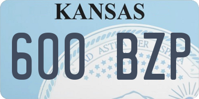 KS license plate 600BZP