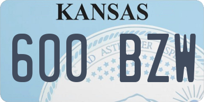 KS license plate 600BZW
