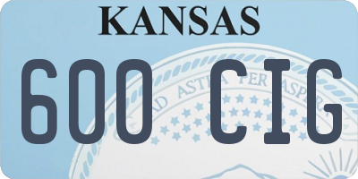 KS license plate 600CIG