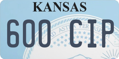 KS license plate 600CIP