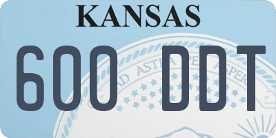 KS license plate 600DDT