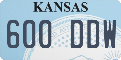 KS license plate 600DDW