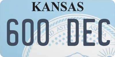 KS license plate 600DEC