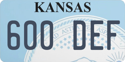 KS license plate 600DEF