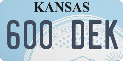 KS license plate 600DEK