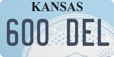 KS license plate 600DEL