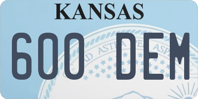 KS license plate 600DEM
