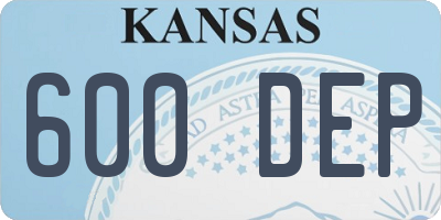 KS license plate 600DEP